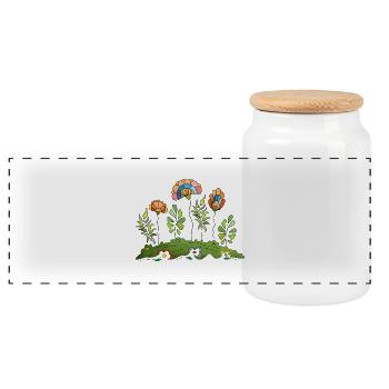 Blumen - Panorama Keksdose mit Holzdeckel - Weiß - Vorne