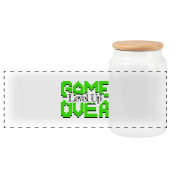 Game Over, faites revivre les jeux vintage et montez de niveau - Boîte à biscuits avec couvercle en bois - blanc - Devant