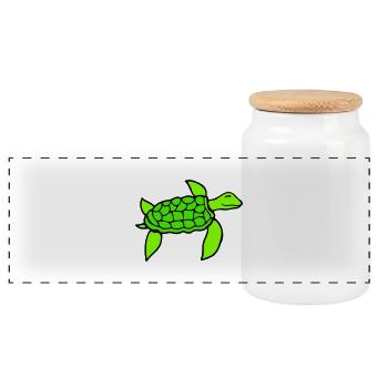 Tortue d’eau mignonne mignonne nageant joyeusement - Boîte à biscuits avec couvercle en bois - blanc - Devant