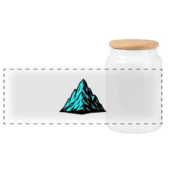 Berg Alpen Symbol - Panorama Keksdose mit Holzdeckel - Weiß - Vorne