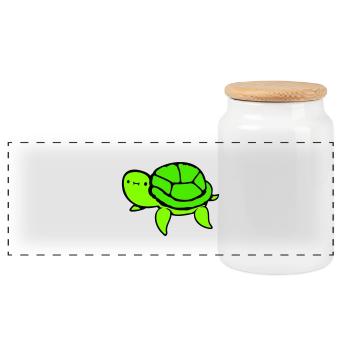 Tortue d’eau mignonne mignonne nageant joyeusement - Boîte à biscuits avec couvercle en bois - blanc - Devant