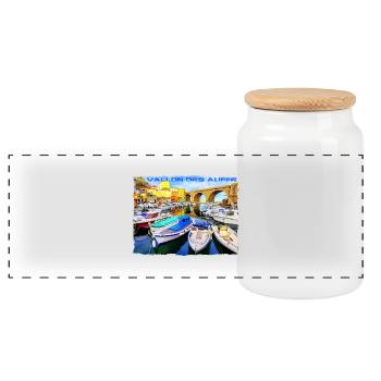 Vallon des Auffes Marseille - Boîte à biscuits avec couvercle en bois - blanc - Devant