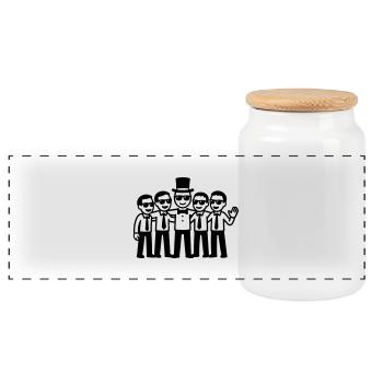 Groom Team Party Bachelors - Panoramic Cookie Jar with Wooden Lid - white - Front