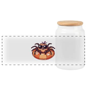 Tarantula Comic Cool - Panoramic Cookie Jar with Wooden Lid - white - Front