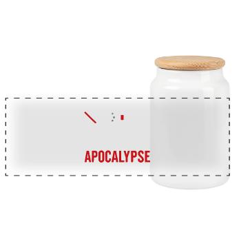 Modern Apocalypse – No WiFi, No Battery - Panoramic Cookie Jar with Wooden Lid - white - Front
