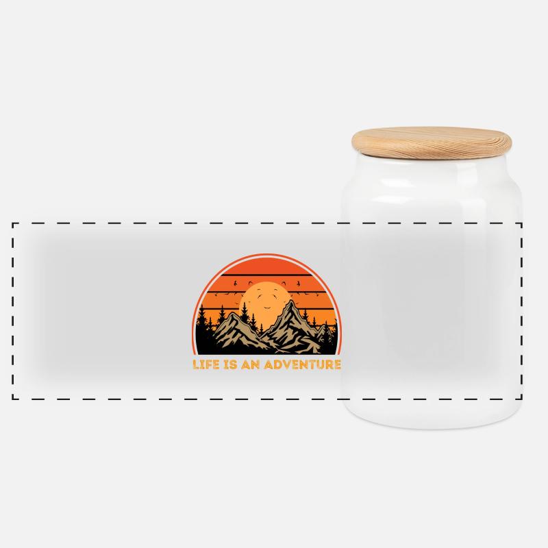 Life is an Adventure - Panorama Keksdose mit Holzdeckel - Weiß