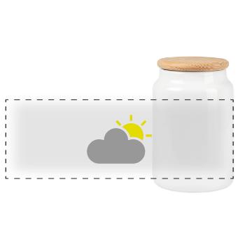 Symbole de temps - soleil et nuage - Boîte à biscuits avec couvercle en bois - blanc - Devant