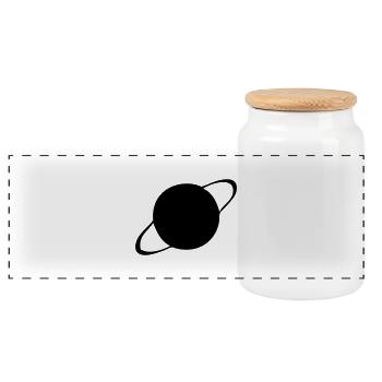 Saturne - Planète - Boîte à biscuits avec couvercle en bois - blanc - Devant