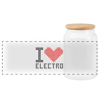 I heart love electro - Panorama Keksdose mit Holzdeckel - Weiß - Vorne