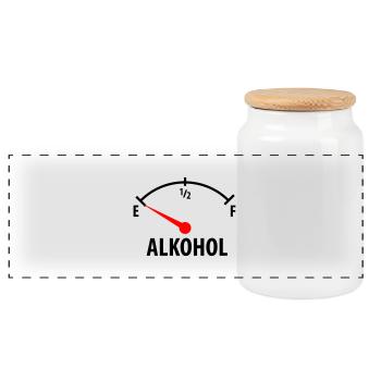 Alkohol Tacho - nüchtern - Panorama Keksdose mit Holzdeckel - Weiß - Vorne