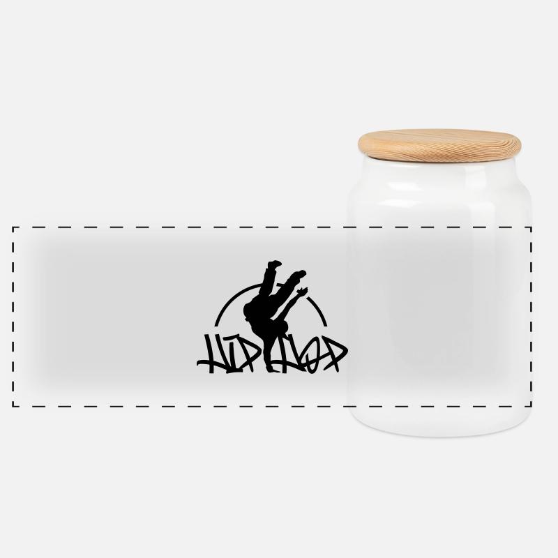 session_hiphop - Boîte à biscuits avec couvercle en bois - blanc