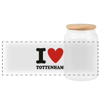 I LOVE TOTTENHAM - Panoramic Cookie Jar with Wooden Lid - white - Front