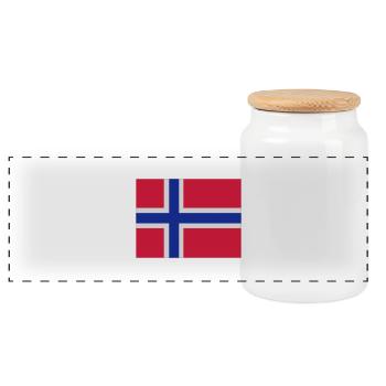 Norwegian Flag - Panoramic Cookie Jar with Wooden Lid - white - Front