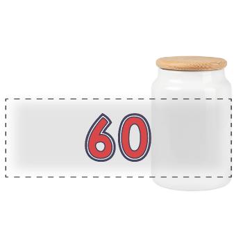 60. 60 YEARS. 60th ANNIVERSARY - Panoramic Cookie Jar with Wooden Lid - white - Front