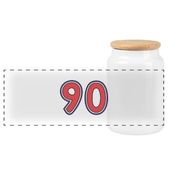 90. 90 YEARS. 90th ANNIVERSARY. 90 YEARS ANNIVERSARY. - Panoramic Cookie Jar with Wooden Lid - white - Front