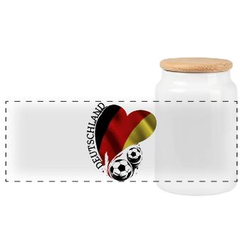 Fussball Herz Deutschland Liebe Schwarzrotgelb - Panorama Keksdose mit Holzdeckel - Weiß - Vorne