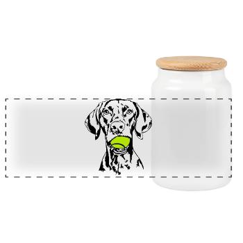 Vizsla Ball Balljunkie Hunde Wilsigns - Panorama Keksdose mit Holzdeckel - Weiß - Vorne