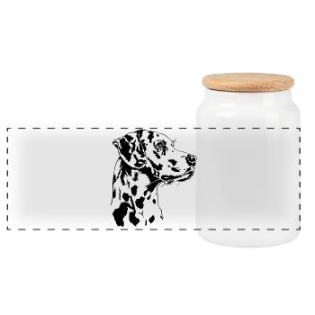 Dalmatiner Portrait Hunde Hund Wilsigns - Panorama Keksdose mit Holzdeckel - Weiß - Vorne