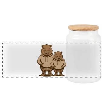 Capybara Paar Wasserschwein - Zwei coole Capybaras - Panorama Keksdose mit Holzdeckel - Weiß - Vorne