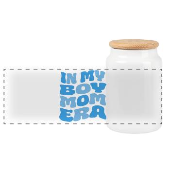 In My Boy Mom Era - Panorama Keksdose mit Holzdeckel - Weiß - Vorne