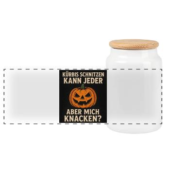Pumpkin Carving Humor T-Shirt - Panoramic Cookie Jar with Wooden Lid - white - Front