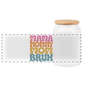 Mama Mommy Mom Bruh Retro Design - Panoramic Cookie Jar with Wooden Lid - white - Front