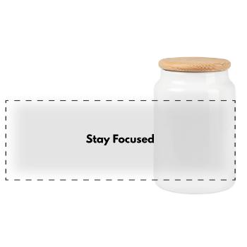 Stay Focused - Panoramic Cookie Jar with Wooden Lid - white - Front