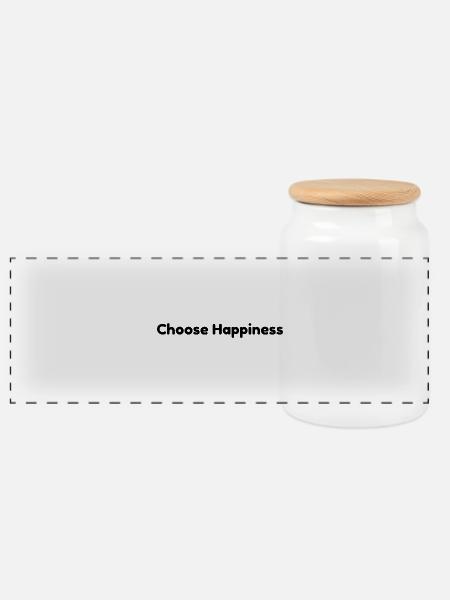 Choose happiness - Panoramic Cookie Jar with Wooden Lid - white