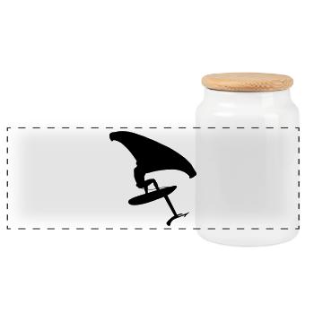 Wingsurfing - Wind and Wave Sports - Panoramic Cookie Jar with Wooden Lid - white - Front