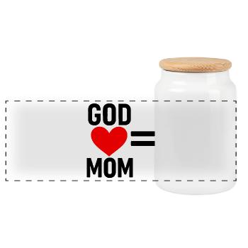 Heart in heart for Mother's Day - Panoramic Cookie Jar with Wooden Lid - white - Front