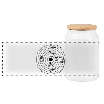 solar system - Panoramic Cookie Jar with Wooden Lid - white - Front