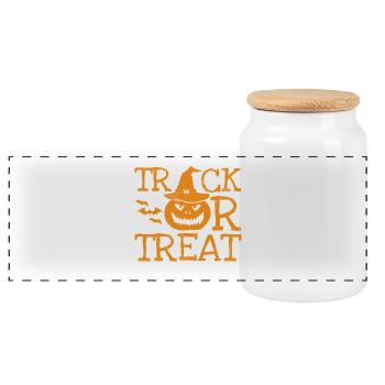 Scary Halloween Costume Shirt Trick Treat 2 - Panorama Keksdose mit Holzdeckel - Weiß - Vorne