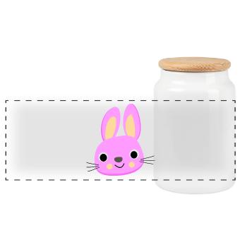 lapin - Boîte à biscuits avec couvercle en bois - blanc - Devant