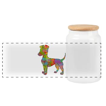 Manchester Terrier Multicolored - Panoramic Cookie Jar with Wooden Lid - white - Front