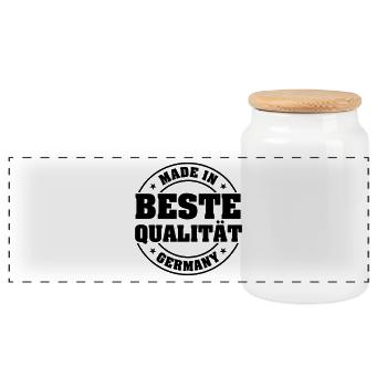 Beste Qualität Made in Germany - Panorama Keksdose mit Holzdeckel - Weiß - Vorne