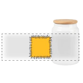 Patch repair patchwork fabric sewing needle - Panoramic Cookie Jar with Wooden Lid - white - Front