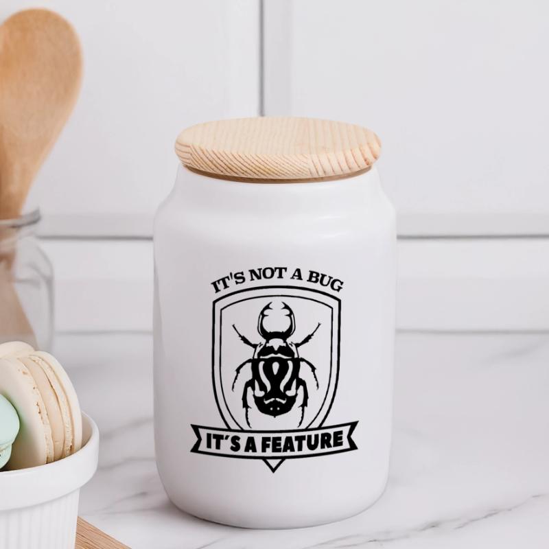 it not a bug it´s a feature Spruch Sprüche code Panoramic Cookie Jar with Wooden Lid