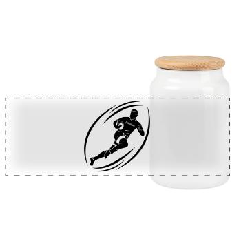 Passion rugby - Panoramic Cookie Jar with Wooden Lid - white - Front