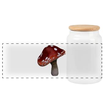 mushrooms mushrooms fungi veggie vegetables vegetables14 - Panoramic Cookie Jar with Wooden Lid - white - Front