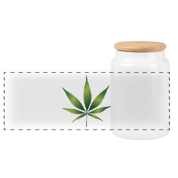 kraeuter rosmarin petersilie thymian dill oregano - Panorama Keksdose mit Holzdeckel - Weiß - Vorne