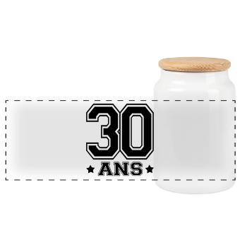 30 ANS - Boîte à biscuits avec couvercle en bois - blanc - Devant