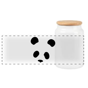 panda - Panoramic Cookie Jar with Wooden Lid - white - Front