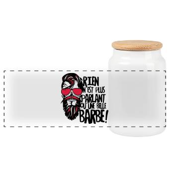 tete de mort hipster barbu citation rien parlant b - Boîte à biscuits avec couvercle en bois - blanc - Devant