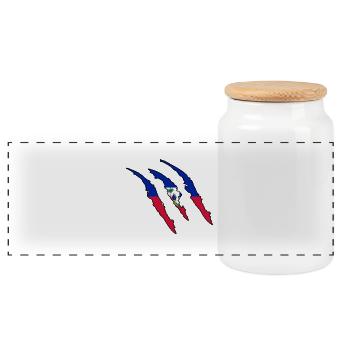 Gift Claw Wild Land Home Haiti - Panoramic Cookie Jar with Wooden Lid - white - Front