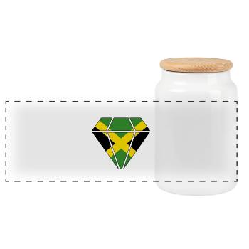 Gift Diamond Home Roots Jamaica - Panoramic Cookie Jar with Wooden Lid - white - Front
