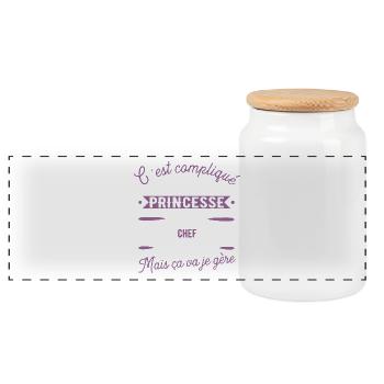 Princesse Chef cadeau métier - Boîte à biscuits avec couvercle en bois - blanc - Devant