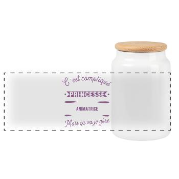 Princesse Animatrice cadeau métier - Boîte à biscuits avec couvercle en bois - blanc - Devant