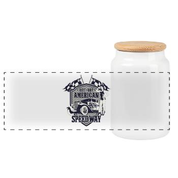 TUNING SPEEDWAY HOTRODS - Hot Rod Gift - Panoramic Cookie Jar with Wooden Lid - white - Front