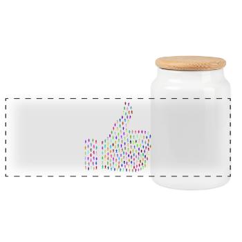 I like it! Like! Thumbs Up! - Panoramic Cookie Jar with Wooden Lid - white - Front