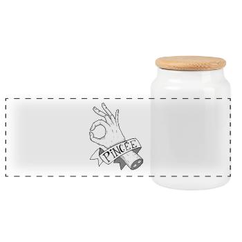 Rough Translation # 1 - Panoramic Cookie Jar with Wooden Lid - white - Front